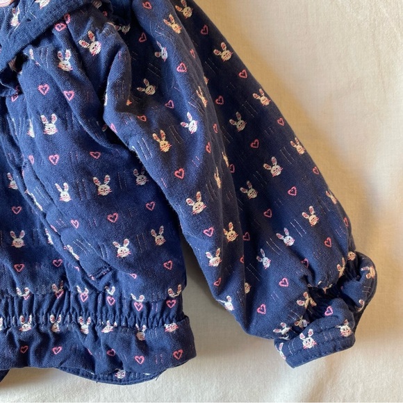 Vintage 90s OshKosh B'gosh Girls Blue Jacket 24 Months - Bunny Hearts - Picture 6 of 11